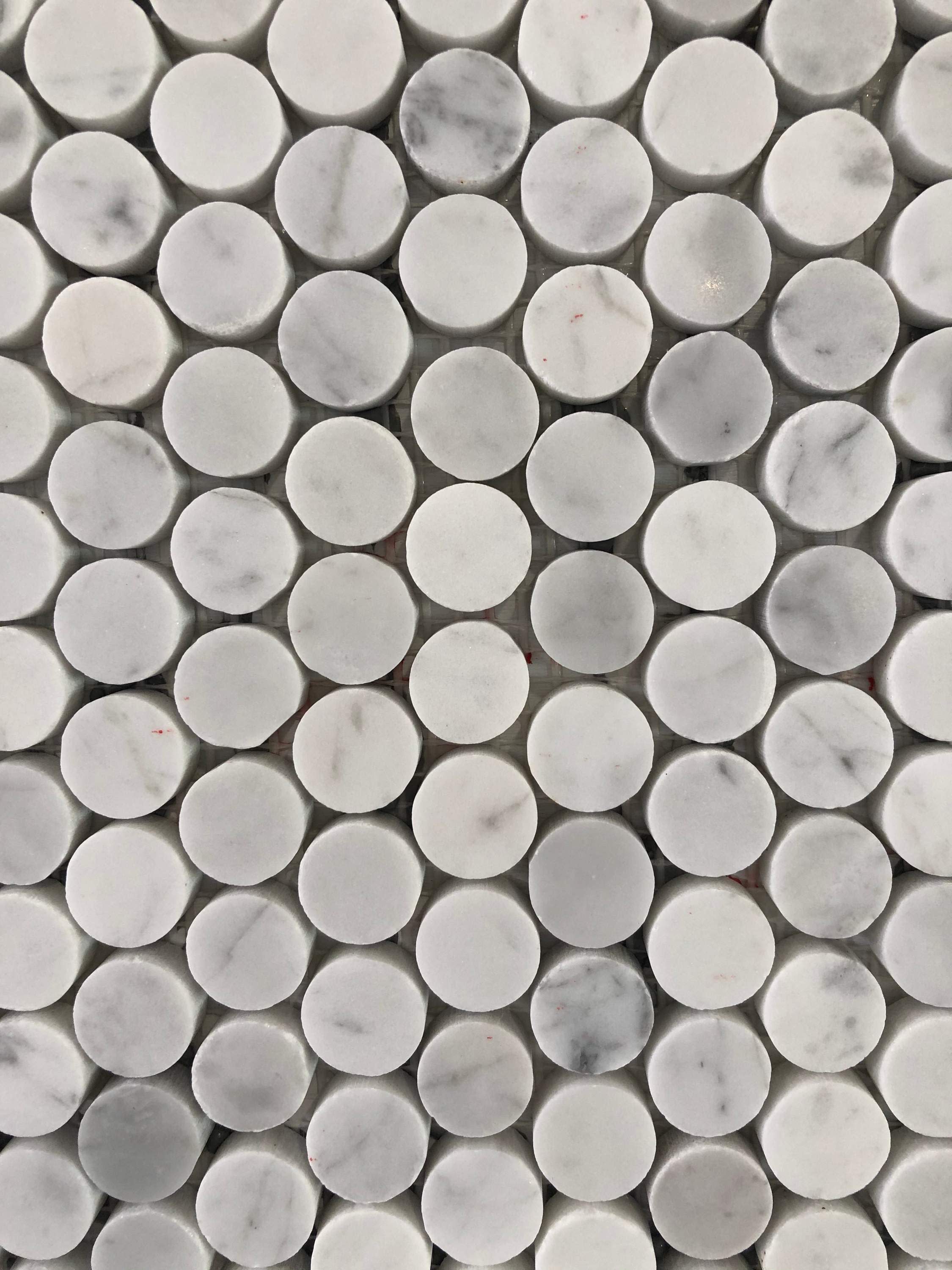 clé carrara | penny rounds mosaic sheet ~ ¾"x¾"x⅜" - Image 4
