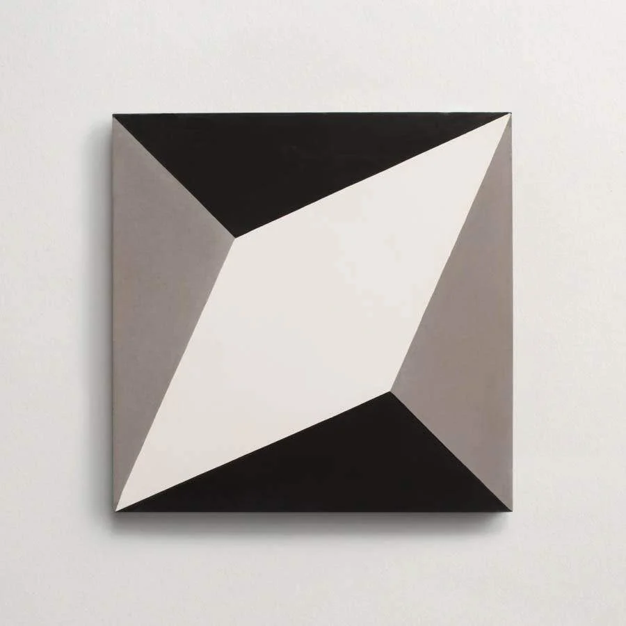 cement | diamond twist | black, white + metal sample ~ 8"x8"x⅝" - Image 3