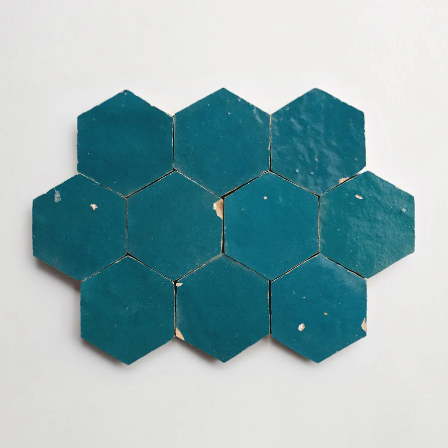 zellige | fired opal | hex ~ 3½"x4"x⅜" - Image 6