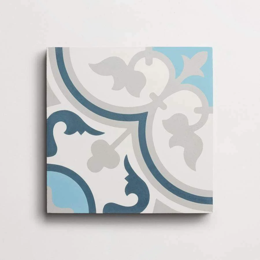 cement | four leaf clover | white, federal blue, pool + ash sample ~ 8"x8"x⅝" - Image 3