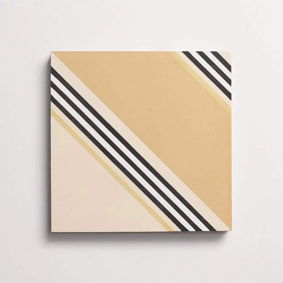 cement | gachot studios | pattern four | curry, caramel, white, black + shell ~ 8"x8"x⅝" - Image 6
