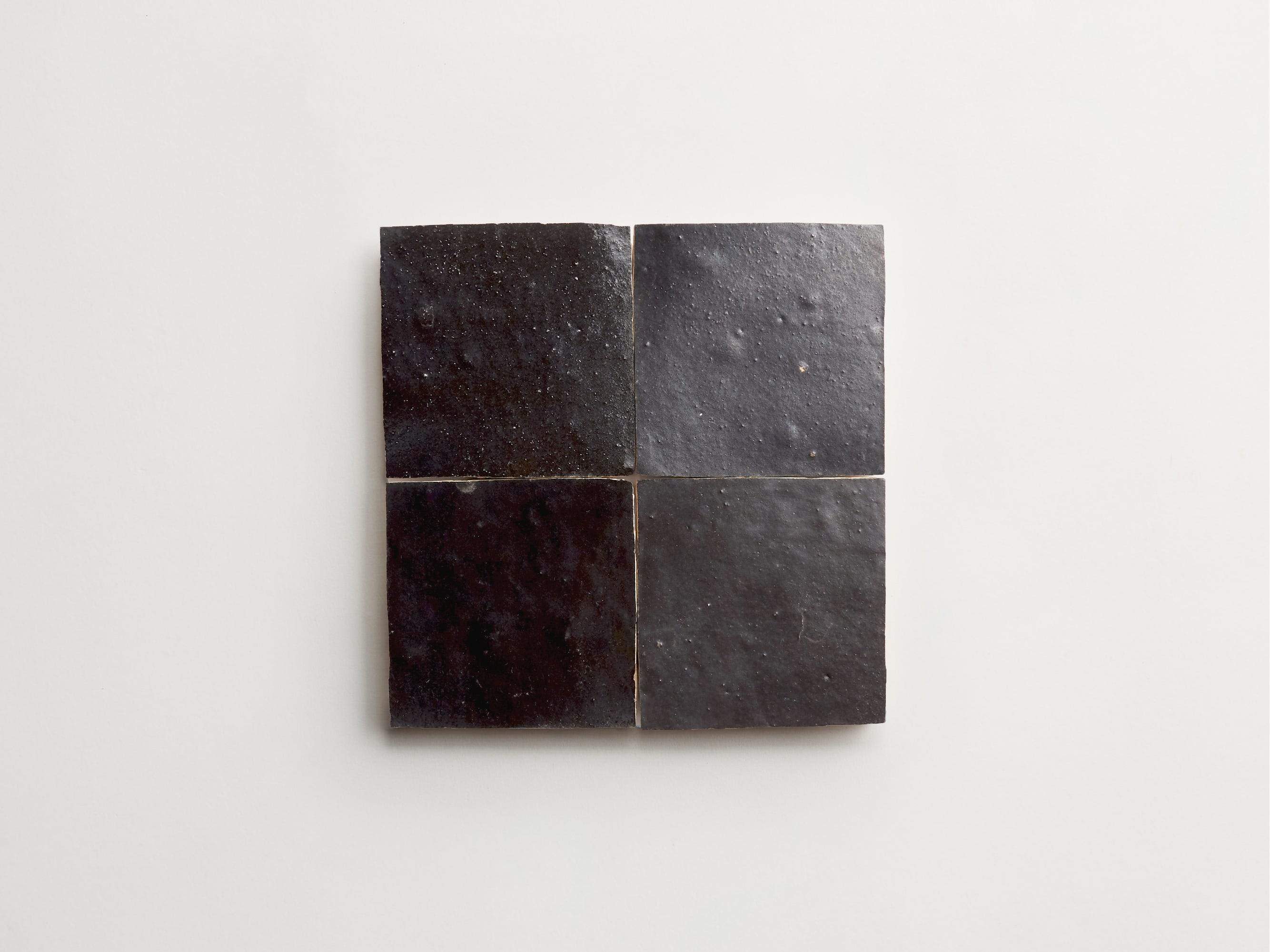 zellige | charred cedar (textured satin) | square ~ 4"x4"x⅜" - Image 3