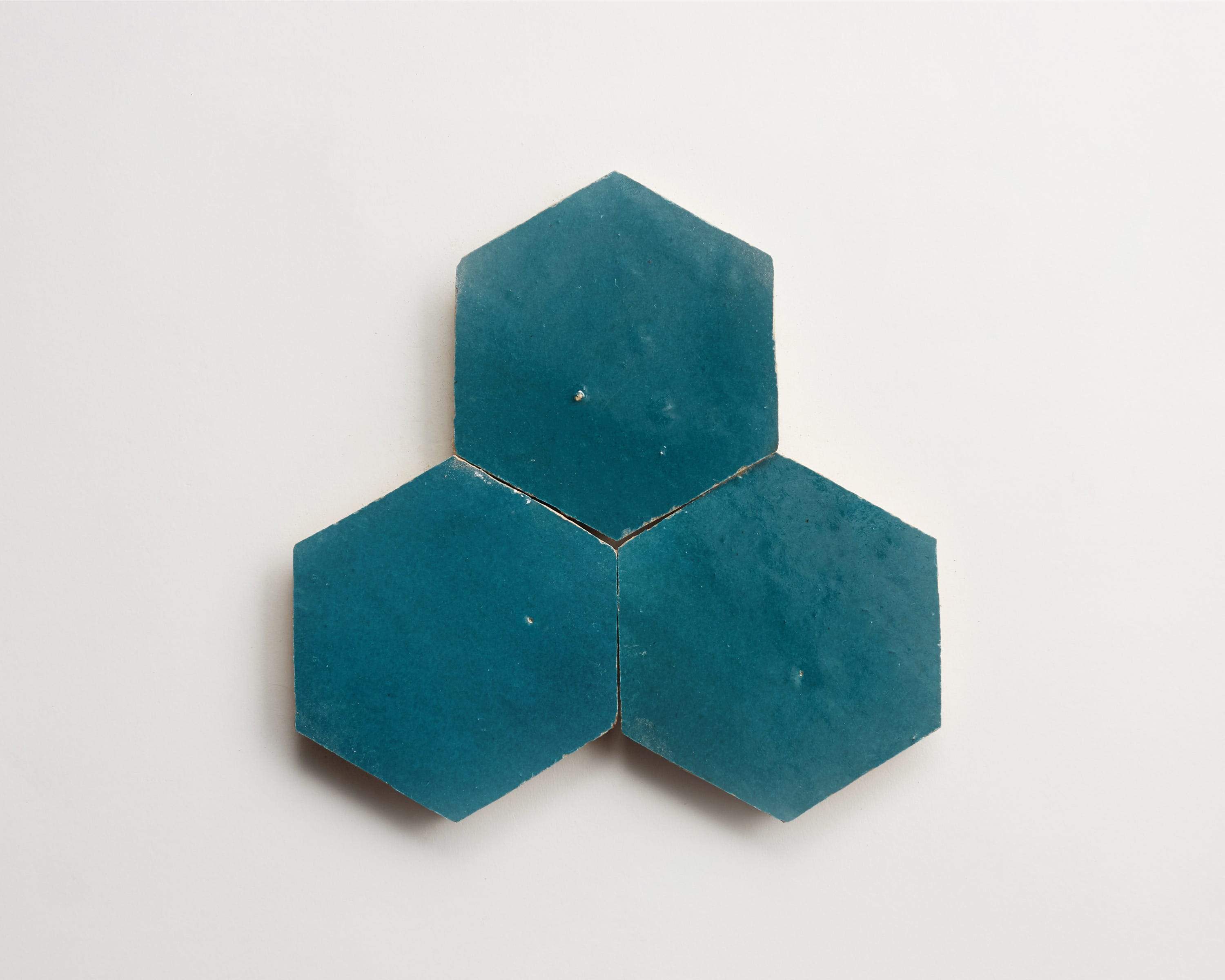 zellige | fired opal | hex ~ 3½"x4"x⅜" - Image 4