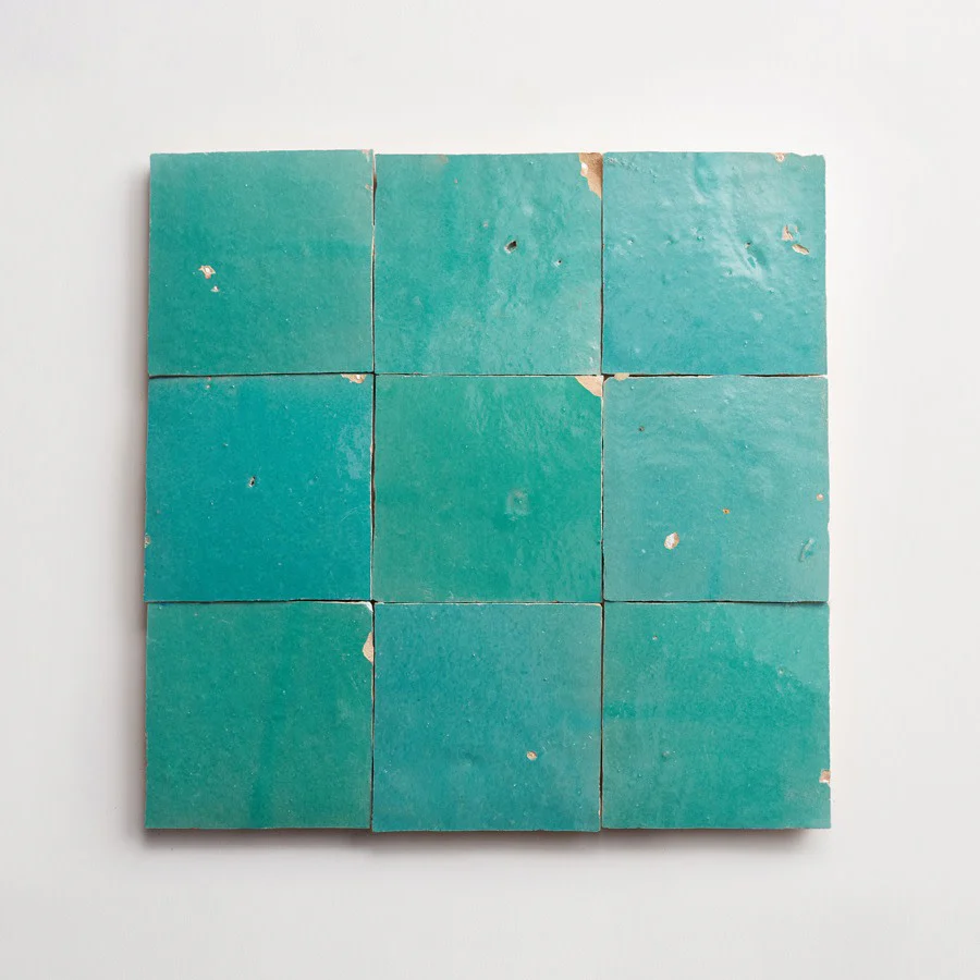 zellige | forgotten turquoise | square ~ 4"x4"x⅜" - Image 6