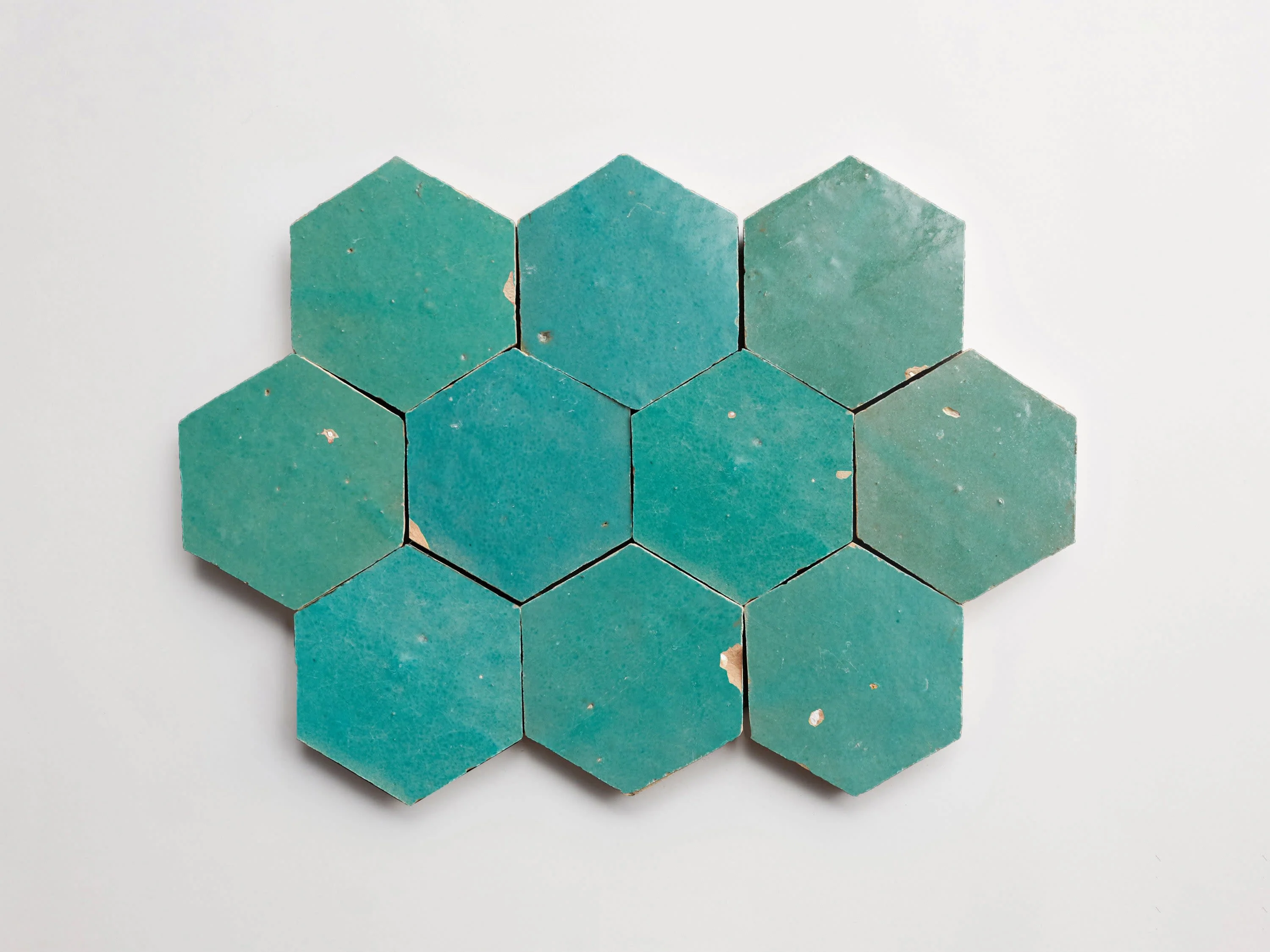 zellige | forgotten turquoise | hex ~ 3½"x4"x⅜" - Image 4
