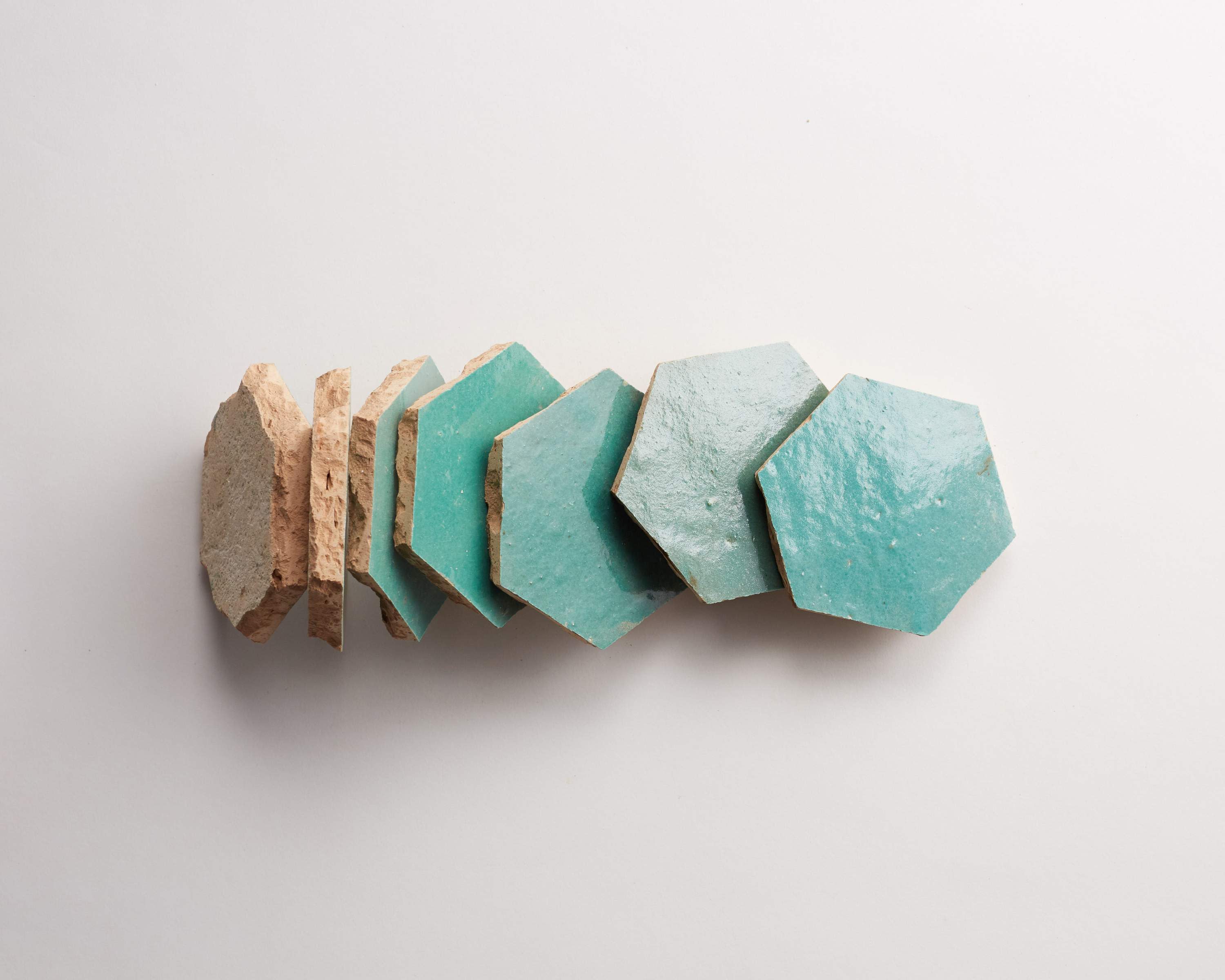 zellige | forgotten turquoise | hex ~ 3½"x4"x⅜" - Image 5