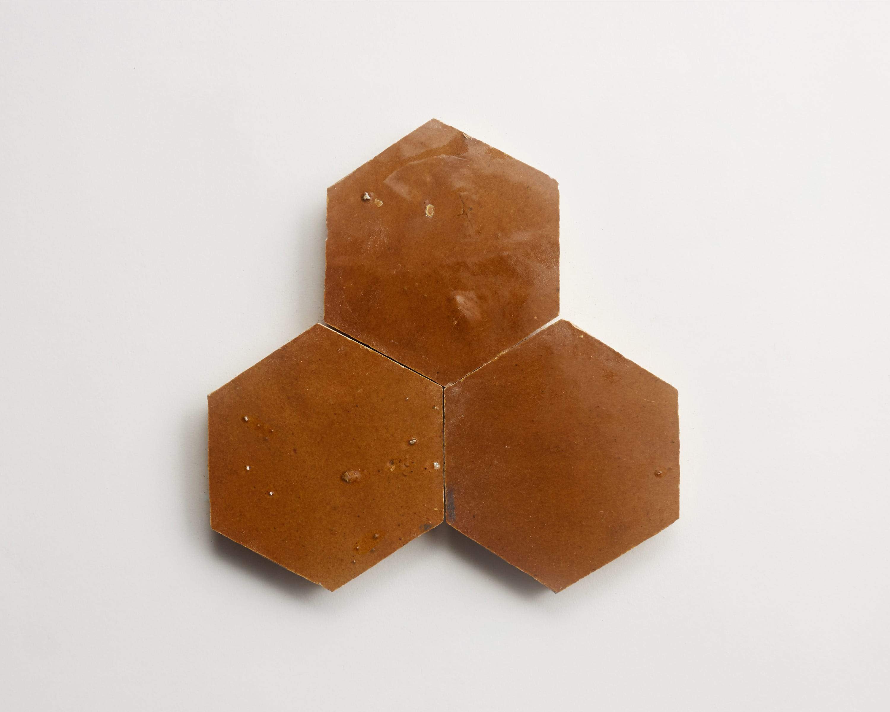 zellige | golden henna | hex ~ 3½"x4"x⅜" - Image 3