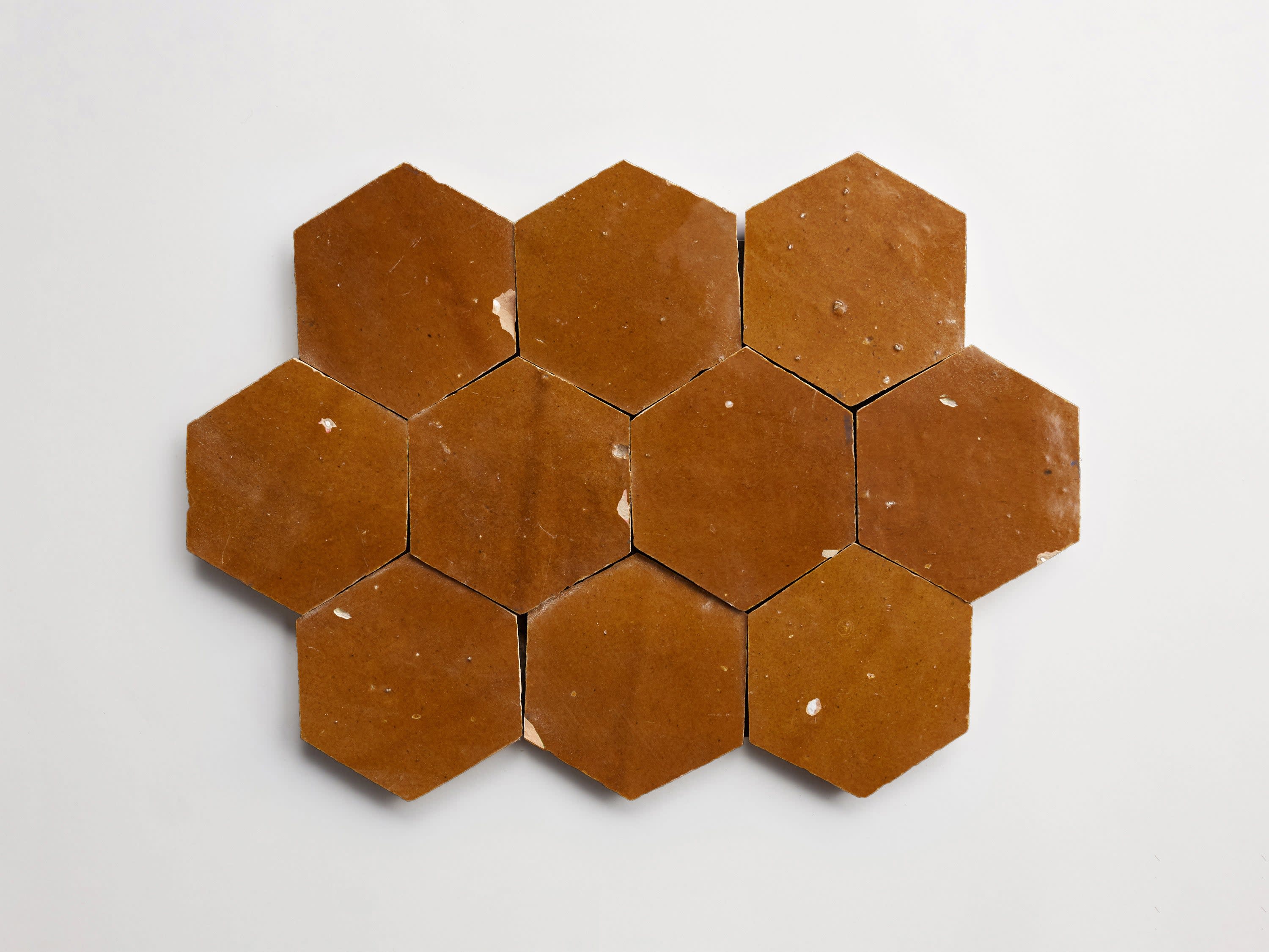 zellige | golden henna | hex ~ 3½"x4"x⅜" - Image 4