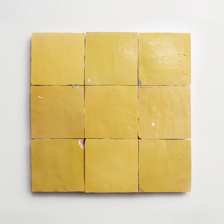 zellige | indian saffron | square ~ 4"x4"x⅜" - Image 6