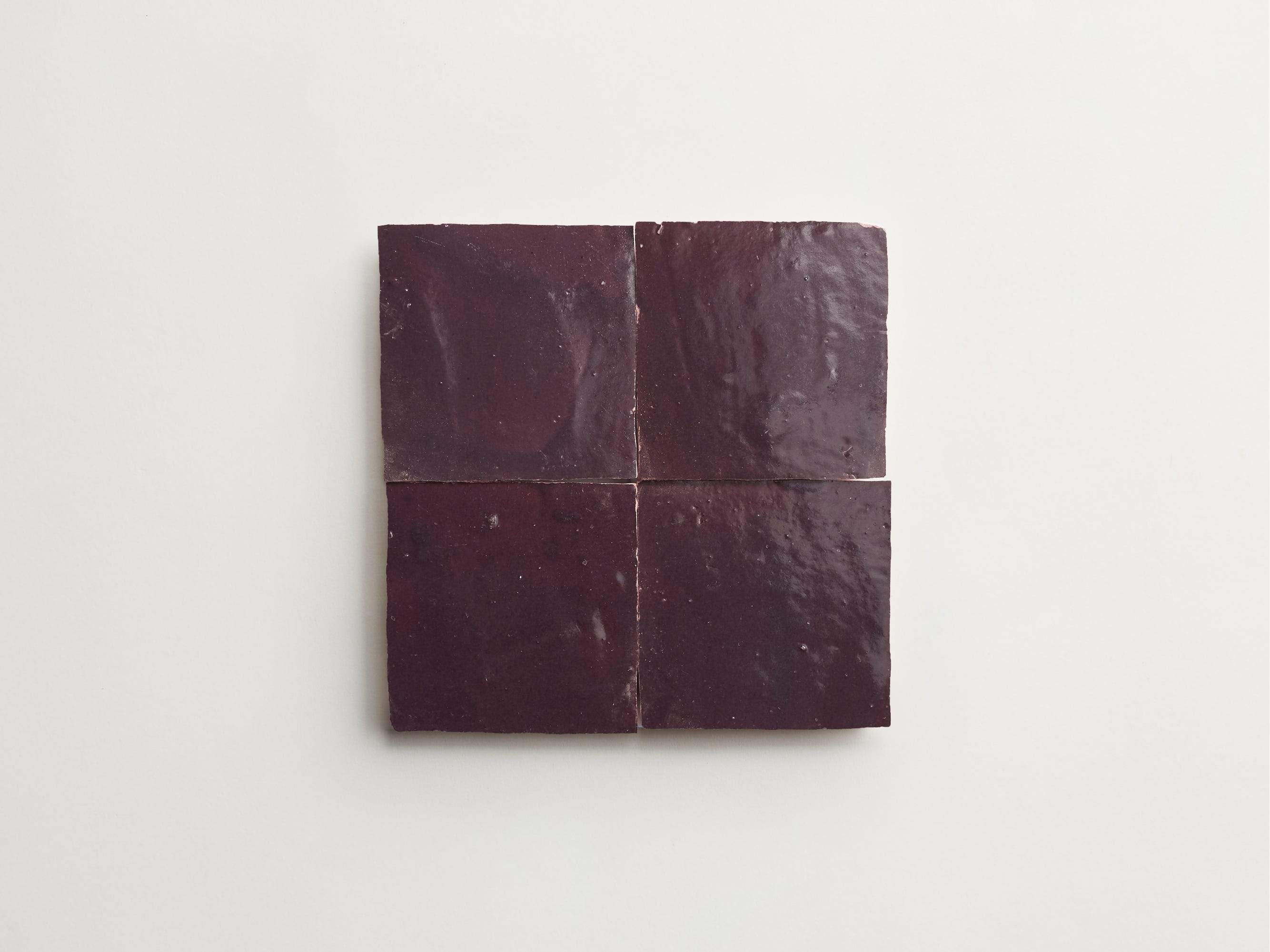 zellige | midnight port | square ~ 4"x4"x⅜" - Image 3
