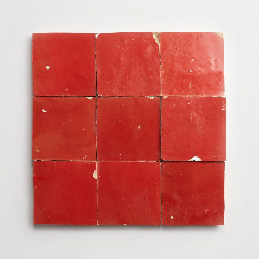 zellige | palace red | square ~ 4"x4"x⅜" - Image 6