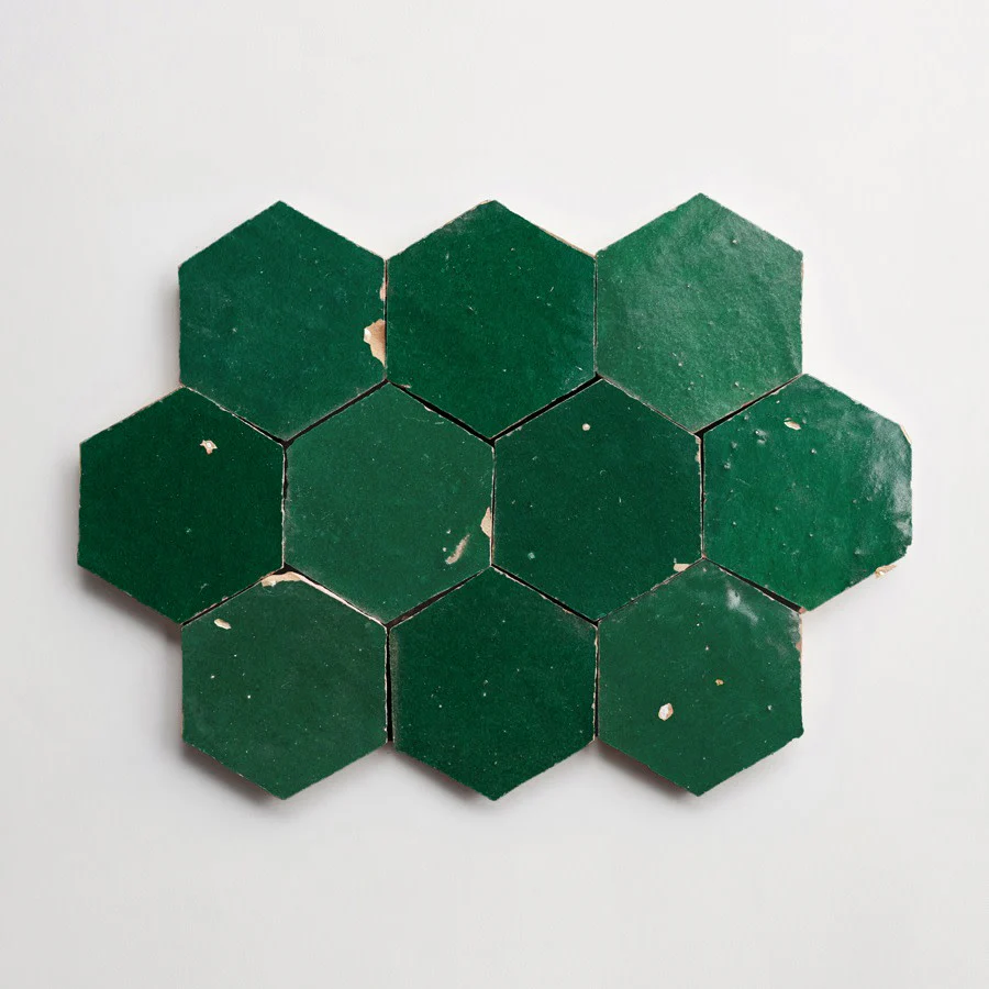 zellige | secret lagoon | hex ~ 3½"x4"x⅜" - Image 6